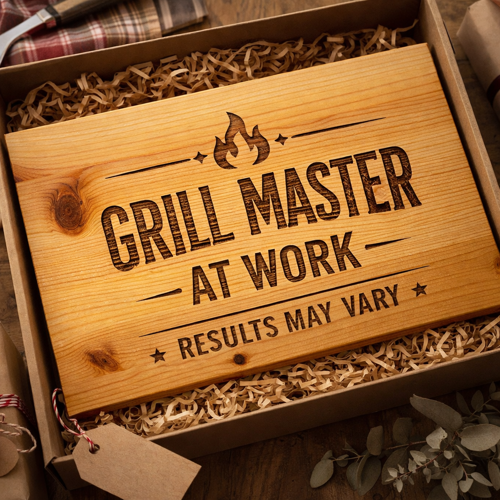 Grill Master At Work — Laser Engraved Wooden Sign - gift occasion product photo for General Gift