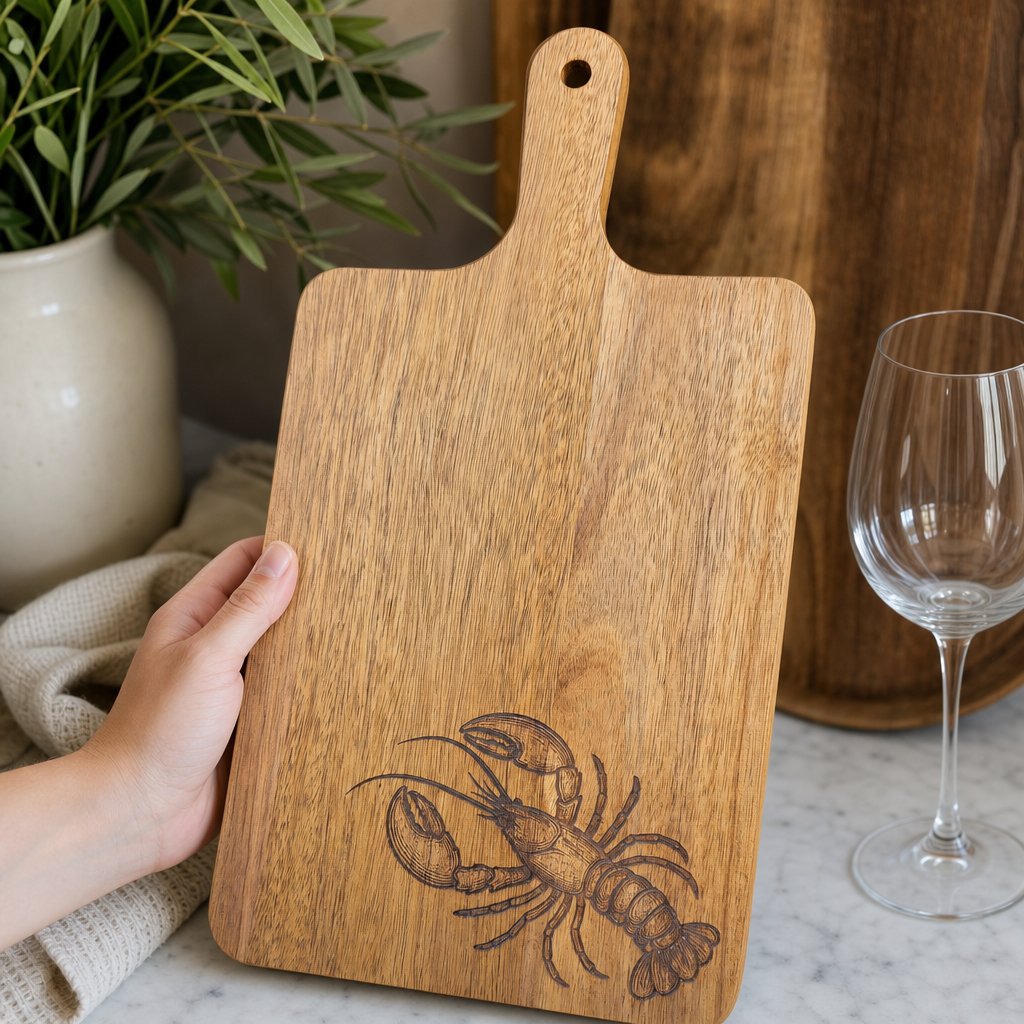 Lobster Acacia Cutting Board - scale reference product photo