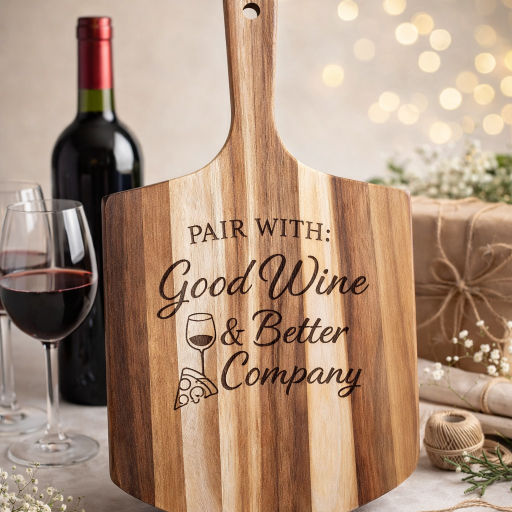 Pair With: Good Wine and Friends Pizza Paddle - gift occasion product photo for General Gift